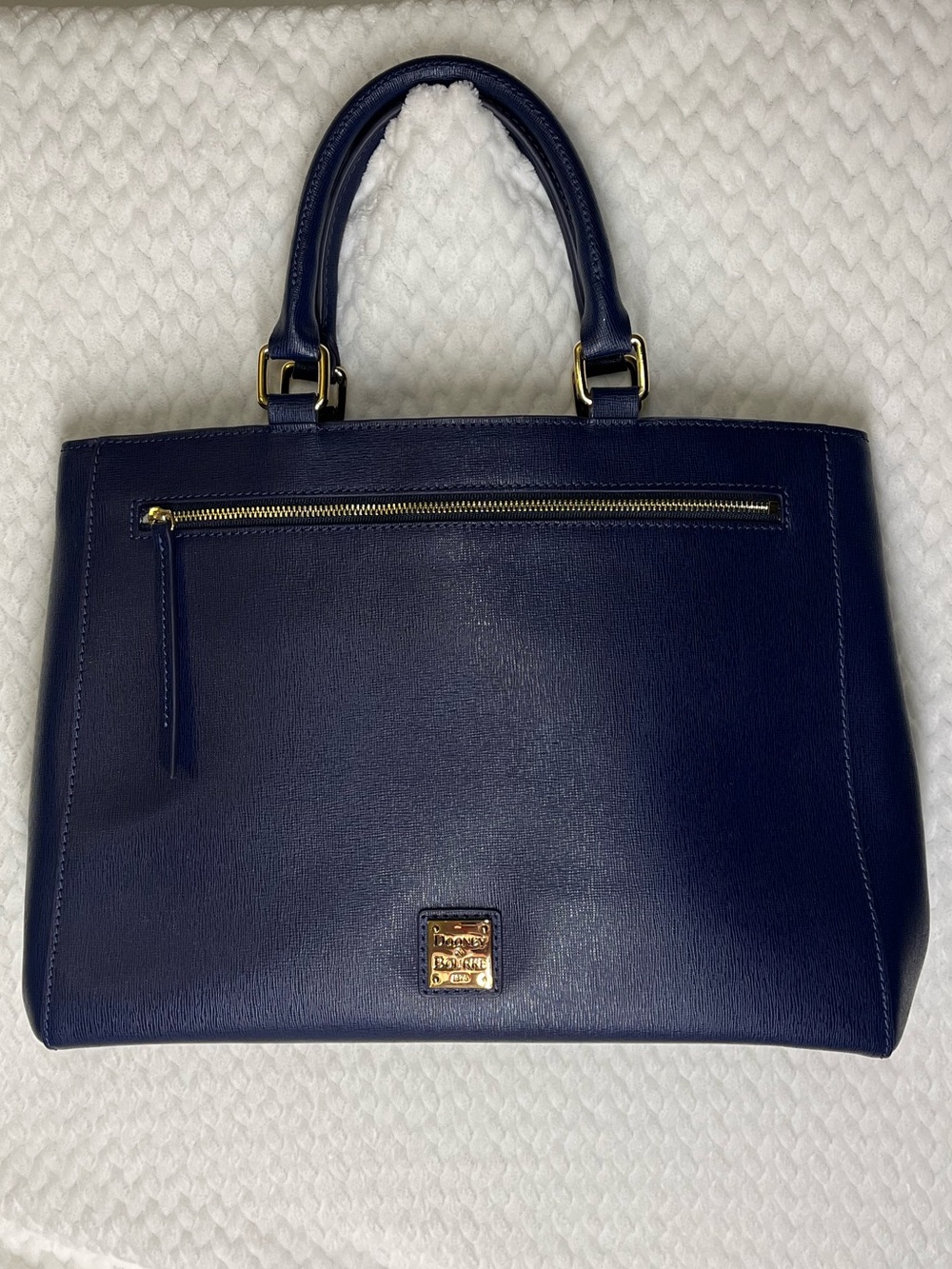 LIKE NEW Dooney & Bourke Blue Saffiano Satchel Top Handle, Dust Bag Included